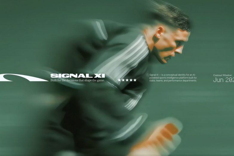 Signal XI hero, motion-blur athlete with logotype